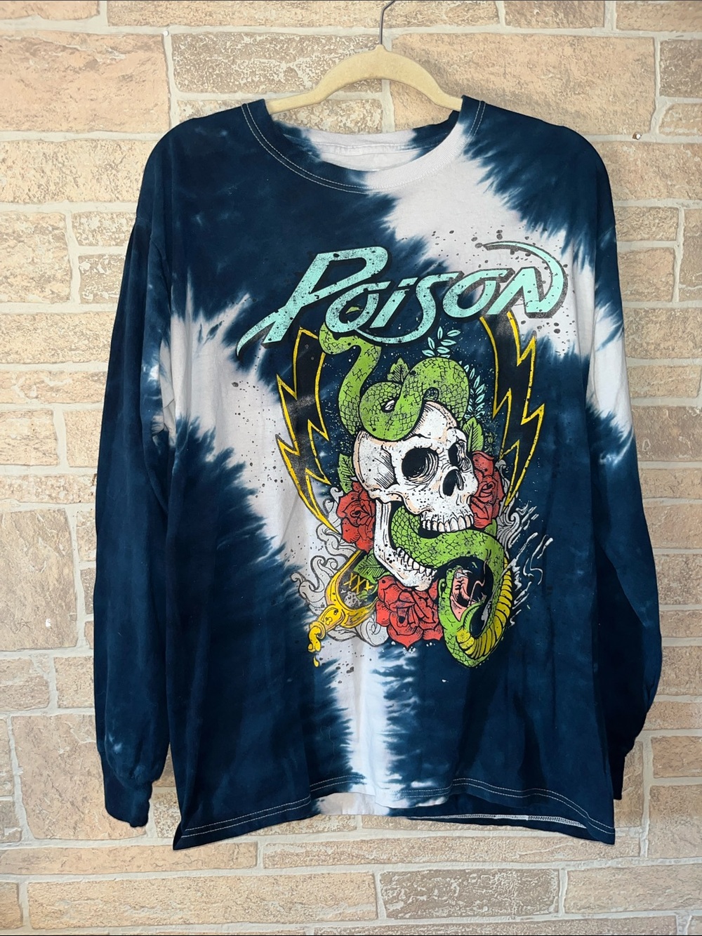 Poison Tie-Dye Long Sleeve Graphic Tee - Navy/White